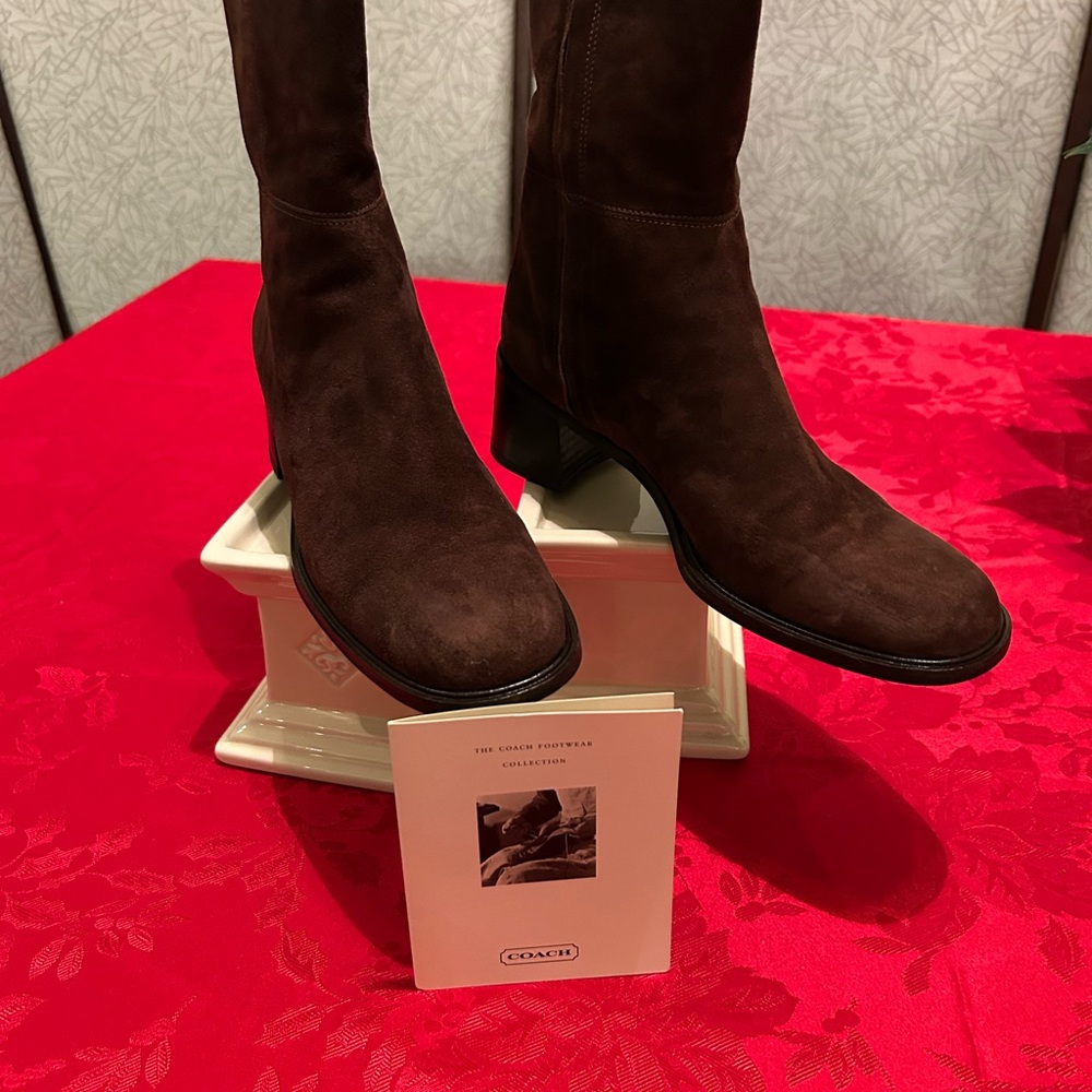 Coach Dark Brown Suede Ankle Boots - Picture 1 of 12